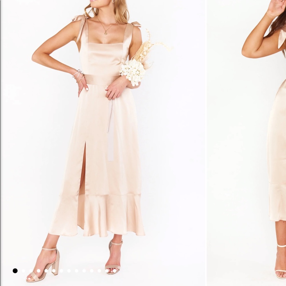 Show Me Your Mumu Claire midi dress in medium - champagne rose